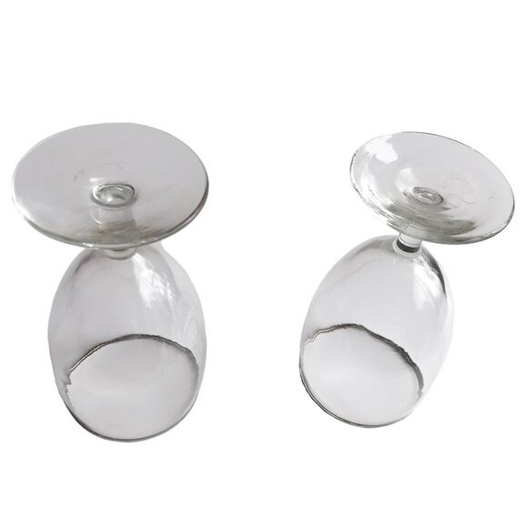 Footed Water Glasses Set of 2 Goblets Silver Rimmed Clear Stemmed Drinking Glass - Picture 7 of 8